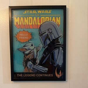 Star Wars The Mandalorian Framed Art Print - Blue & Black